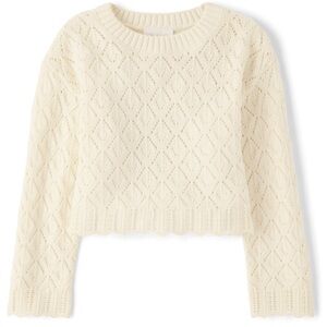 Marled Creamy White Diamond Knit Sweater